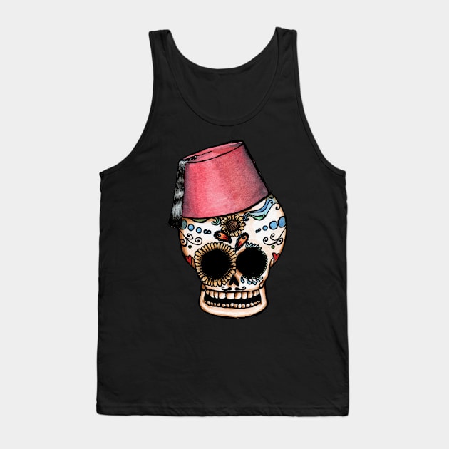 Fez Sugar Skull Tank Top by Amy-Elyse Neer